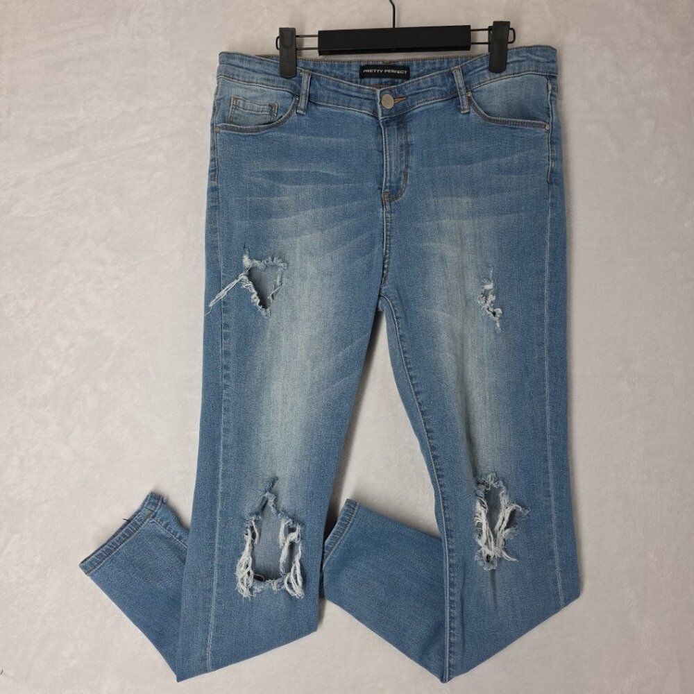 Pretty Perfect Skinny Distressed Jeans Stretch Pants Women Size 15/32